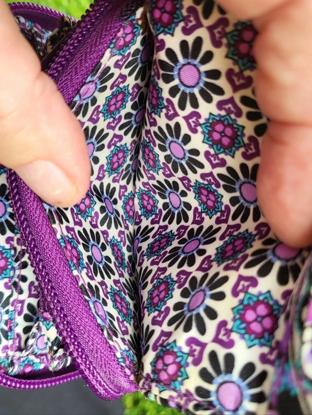 Vera Bradley RFID Retired Lilac Floral Medallion Quilted Wallet.
